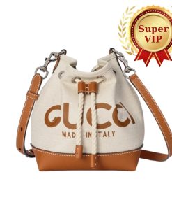 [Super Vip 1:1] Gucci Mini Shoulder Bag With Print Cotton Linen Canvas Brown 23Cm ‎777166 Facv3 8455