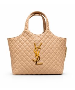 Alternative view of Saint Laurent Icare Shopping Bag In Quilted Gold Hardware Beige 40Cm