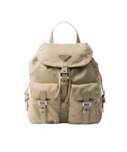 Prada Small Re Nylon Backpack Desert Beige 28Cm 1Bz677 Rv44 F0F24 V Ooo