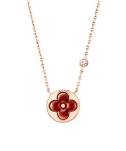 Alternative view of Louis Vuitton Color Blossom Bb Sun Pendant Pink Gold Necklace Red Q93826