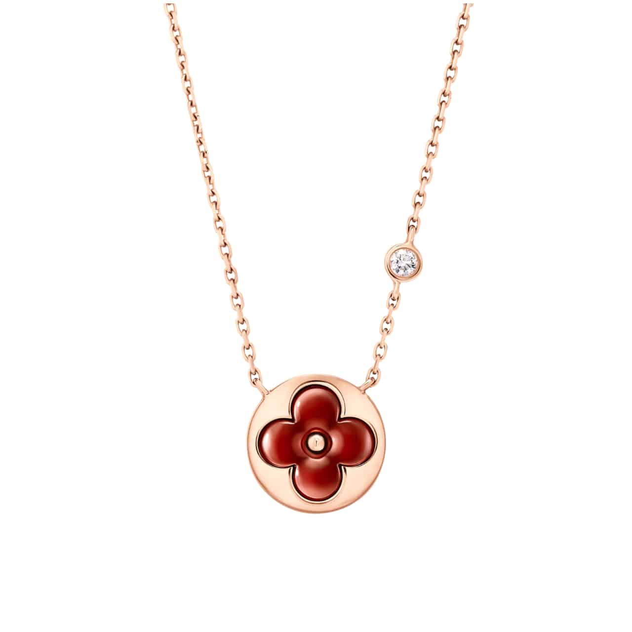 Louis Vuitton Color Blossom Bb Sun Pendant Pink Gold Necklace Red Q93826