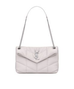Alternative view of Saint Laurent Puffer Small In White Leather Silver Hardware 29cm