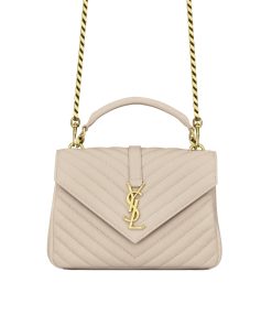 Alternative view of Saint Laurent College Medium In Quilted Leather Beige 24Cm 600279Brm072721