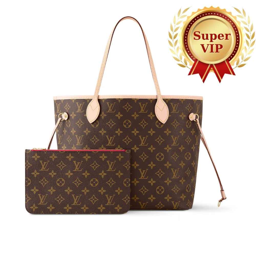 [Super Vip 1:1] Louis Vuitton Neverfull MM Monogram Canvas Cerise Red 31Cm M46987