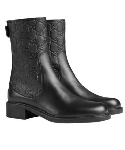 Gucci Women’S Guccissima Ankle Boots Black 323550 A9L20 1000