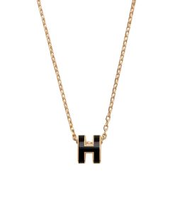 Hermes Mini Pop H Pendant Necklace Black And Gold