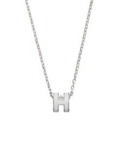 Alternative view of Hermes Mini Pop H Pendant Necklace White And Silver