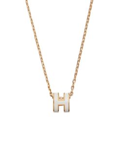 Alternative view of Hermes Mini Pop H Pendant Necklace White And Gold