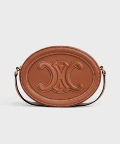 Celine Crossbody Oval Purse Cuir Triomphe In Smooth Calfskin Tan 10I703Dpq04Lu