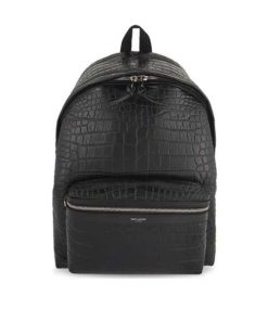 Alternative view of Saint Laurent City Backpack In Crocodile-Embossed Leather Black 534967Dze2F1000