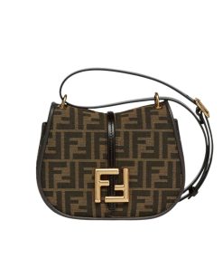 Alternative view of Fendi C’Mon Small Brown Ff Jacquard Fabric Bag 20Cm 8Bs082Aq08F1Mje