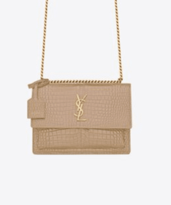 Alternative view of Saint Laurent Sunset Medium Chain Bag In Crocodile Embossed Shiny Apricot 22Cm 442906Dnd0N9207