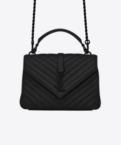 Alternative view of Saint Laurent College Medium Chain Bag In Quilted Leather Black Noir 24Cm 600279Brm081000