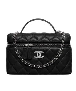 Chanel Classic Vanity With Chain In Grained Shiny Black 19Cm