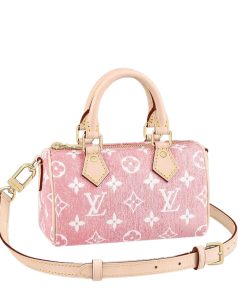 Alternative view of Louis Vuitton Nano Speedy Monogram Jacquard Denim Pink 17Cm M81213
