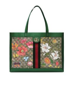 Gucci Ophidia GG Flora Medium Tote Bag Dark Green 44Cm 547947 HWHAE 8709