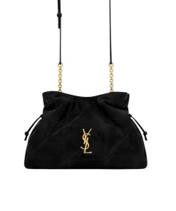 Alternative view of Saint Laurent Jamie Shoulder Pouch In Suede Black 26Cm