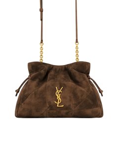 Alternative view of Saint Laurent Jamie Shoulder Pouch In Suede Dark Brown 26Cm