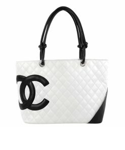 Chanel Cambon Line Large Tote Bag In White And Black 41Cm
