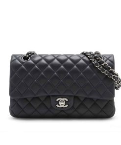 Chanel Medium Classic Flap Bag Silver Hardware Black 25Cm A01113 Y01480 94305