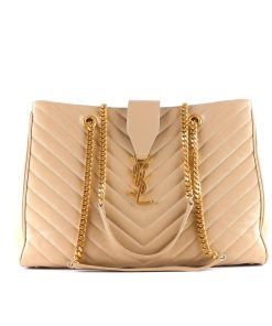 Alternative view of Saint Laurent Matelasse Leather Cassandre Shopper Tote Beige 33Cm