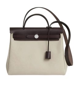 Hermes Vache Hunter Toile Herbag Zip 31 Beige 31Cm