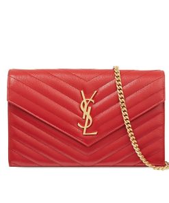 Alternative view of Saint Laurent Cassandre Matelassé Envelope In Grain De Poudre Embossed Leather Red 22Cm 695108Bow016008