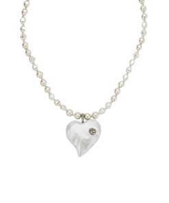 Alternative view of Gucci Interlocking G Heart Necklace In Palladium Tone Metal