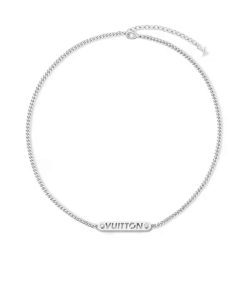 Louis Vuitton Lv Id Necklace Silver M01154