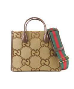 Gucci Tote Bag With Jumbo GG Camel Ebony 31Cm 678839 UKMDG 2570