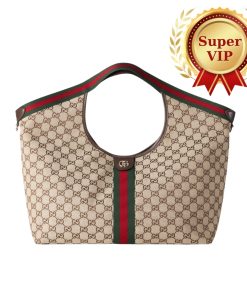 [Super Vip 1:1] Gucci Giglio Large Tote Bag Gg Canvas Beige And Dark Brown 60Cm 853971 Faffp 2547