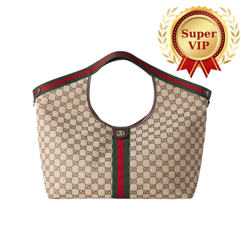 [Super Vip 1:1] Gucci Giglio Large Tote Bag Gg Canvas Beige And Dark Brown 60Cm 853971 Faffp 2547