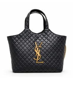 Alternative view of Saint Laurent Icare Shopping Bag In Quilted Gold Hardware Black 40Cm
