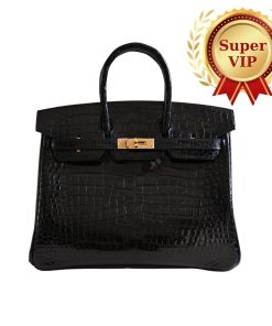 Alternative view of [Super Vip 1:1] Hermes Birkin 30 Shiny Porosus Crocodile Gold Hardware Black 30Cm