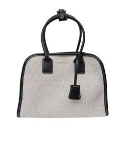 Alternative view of Prada Medium Blend And Leather Tote Bag Black 33Cm 1Bg572 2Hja F0I55 V Ooz