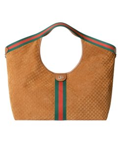 Gucci Giglio Large Tote Bag Gg Suede Brown 60Cm 853971 Caab8 2147