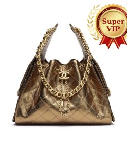 [Super Vip 1:1] Chanel 25 Small Handbag Metallic Grained And Gold Metal Dark Gold 26Cm As5293 B21060 U2158