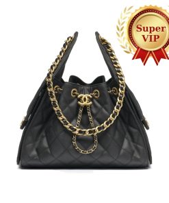 [Super Vip 1:1] Chanel 25 Small Handbag Grained And Gold Tone Metal Black 26Cm As5293 B20304 94305