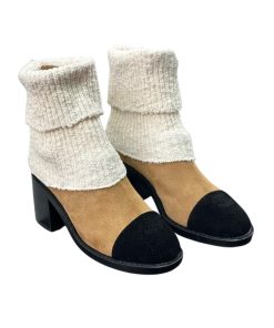 Chanel Knit Boots Beige G46038 B18433 Nzzx3
