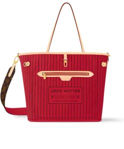 Louis Vuitton Neverfull Bandoulière Inside Out MM Monogram Rouge Sari 32Cm M12096