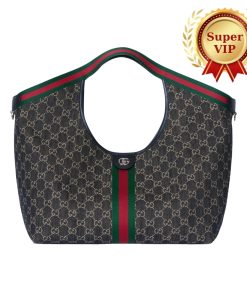 Alternative view of [Super Vip 1:1] Gucci Giglio Large Tote Bag Gg Denim Black And White 60Cm 853971 Fafyu 1155