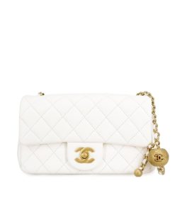 Chanel Mini Flap Bag With Pearls White 20Cm As1787 B02916 10601