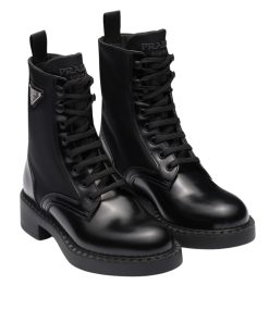 Alternative view of Prada Brushed Leather And Re Nylon Boots Black 1T782M 3Lf7 F0002 F B050
