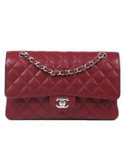 Alternative view of Chanel Medium Classic Flap Bag Silver Hardware Burgundy 25Cm A01113