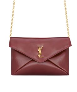 Alternative view of Saint Laurent Small Cassandre Chain Pouch In Shiny Leather Burgundy 19Cm 847638Aae526593