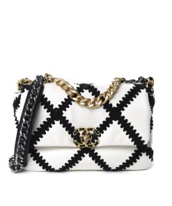 Alternative view of Chanel 19 Flap Bag Crochet Gold And Silver Tone White Black 24Cm AS1160 B04824 C0200