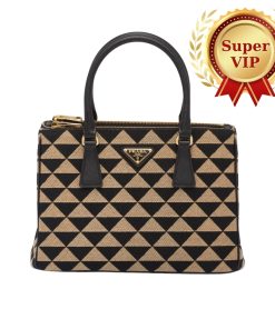 Alternative view of [Super Vip 1:1] Prada Galleria Medium Symbole Embroidered Fabric Bag Black And Beige 28Cm 1Ba863 2Fkl F0Y30 V Ooo