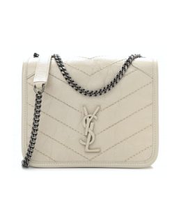 Saint Laurent Niki Vintage Leather Chain Wallet Cream 19Cm
