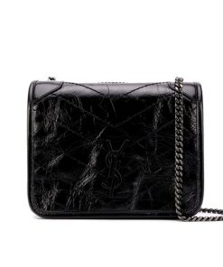 Saint Laurent Niki Vintage Leather Chain Wallet Black 19Cm 583103 0En04 1000