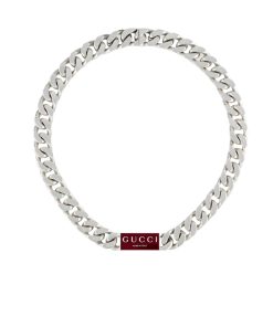 Gucci Trademark Enamel Chain Necklace In 925 Sterling Silver 814978 J8410 8166